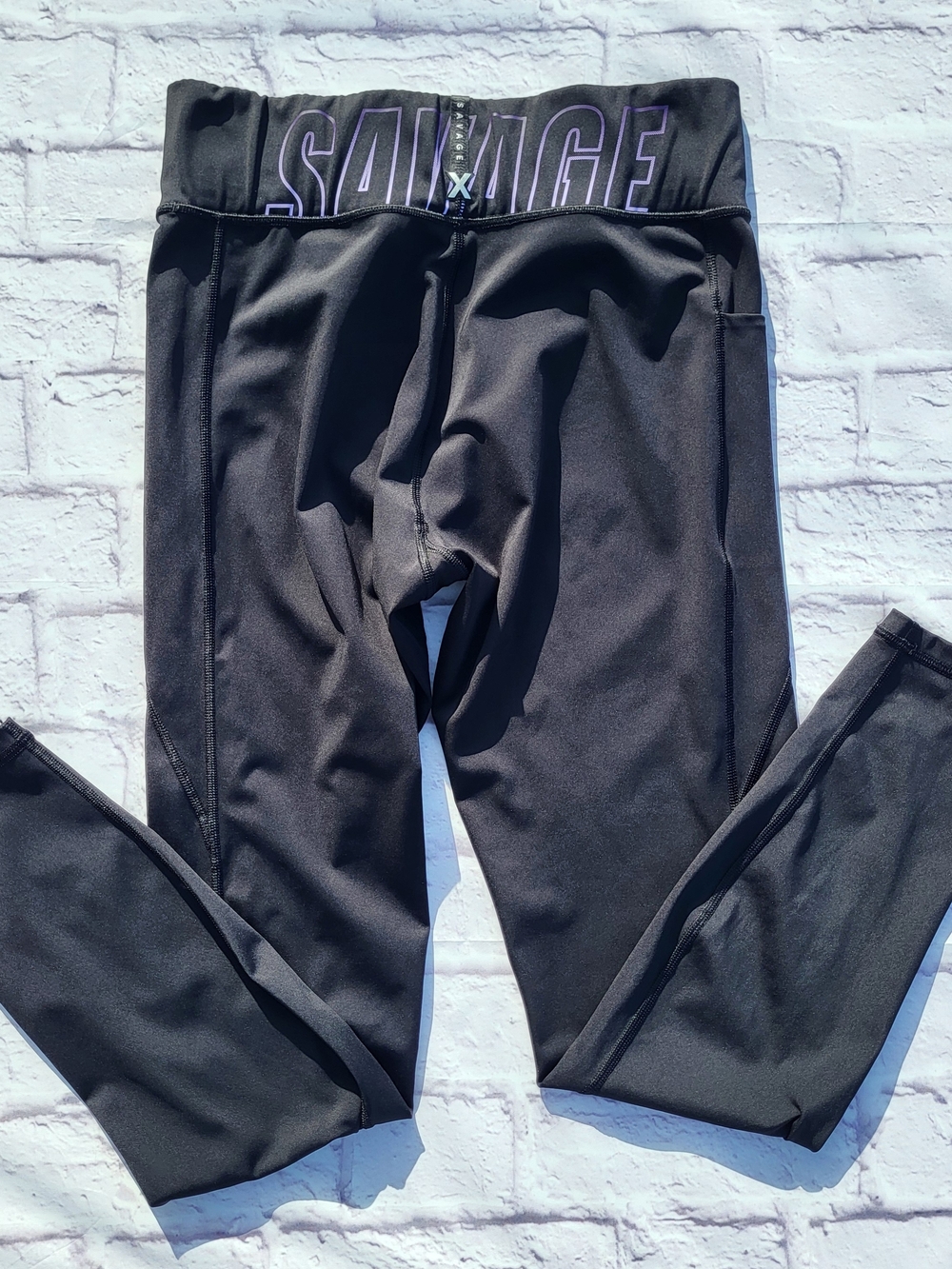 Savage X Fenty Sport Rhianna XL Leggings Love Handle Control Spell It Out New